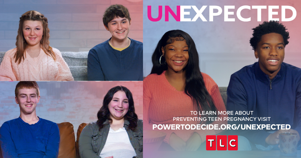 A collage of three couples from Season 6 of TLC's Unexpected. 