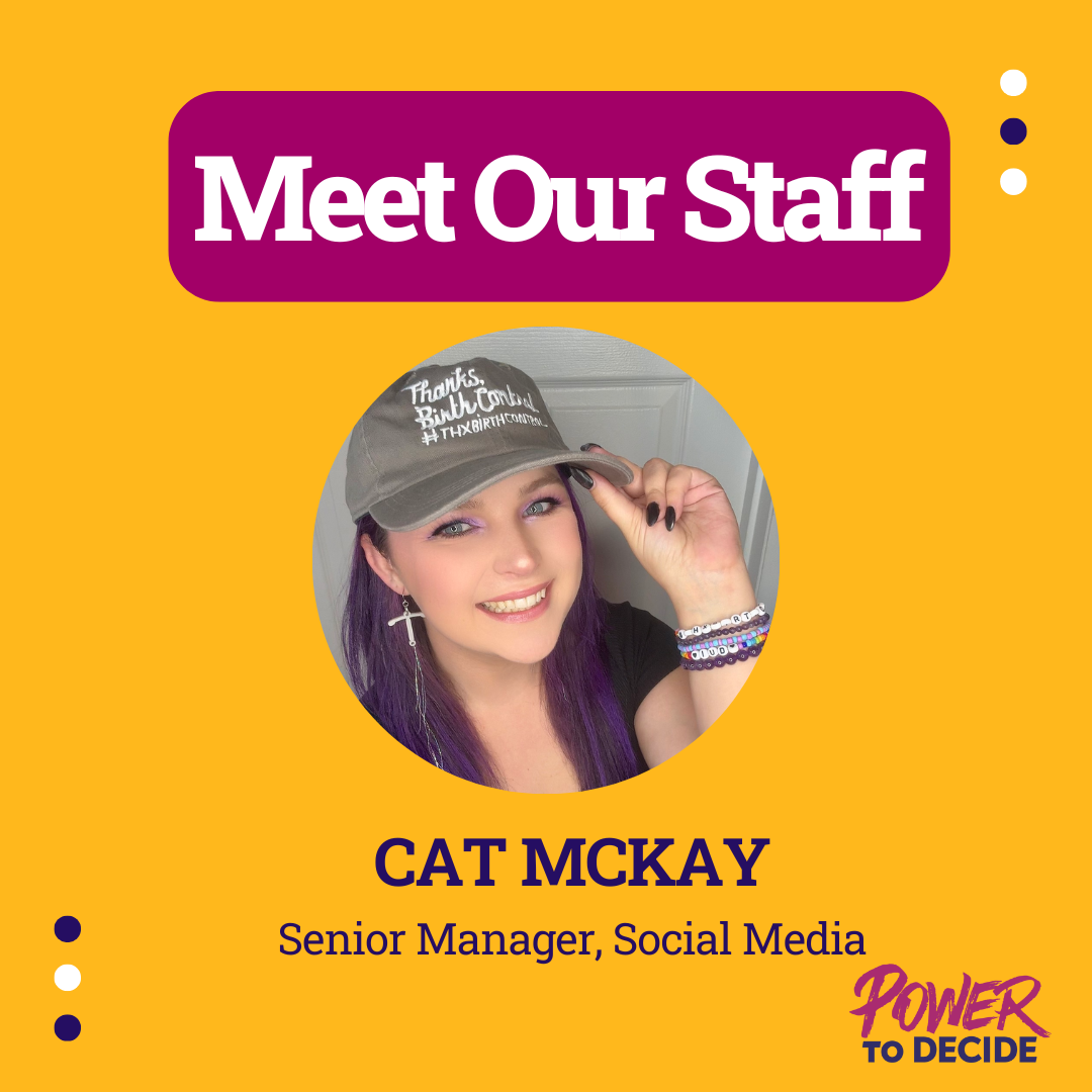 A promo graphic for a blog featuring Cat McKay, Senior Manager, Social Media at Power to Decide.