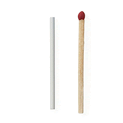 An image of an implant next to a single matchstick for a size comparison