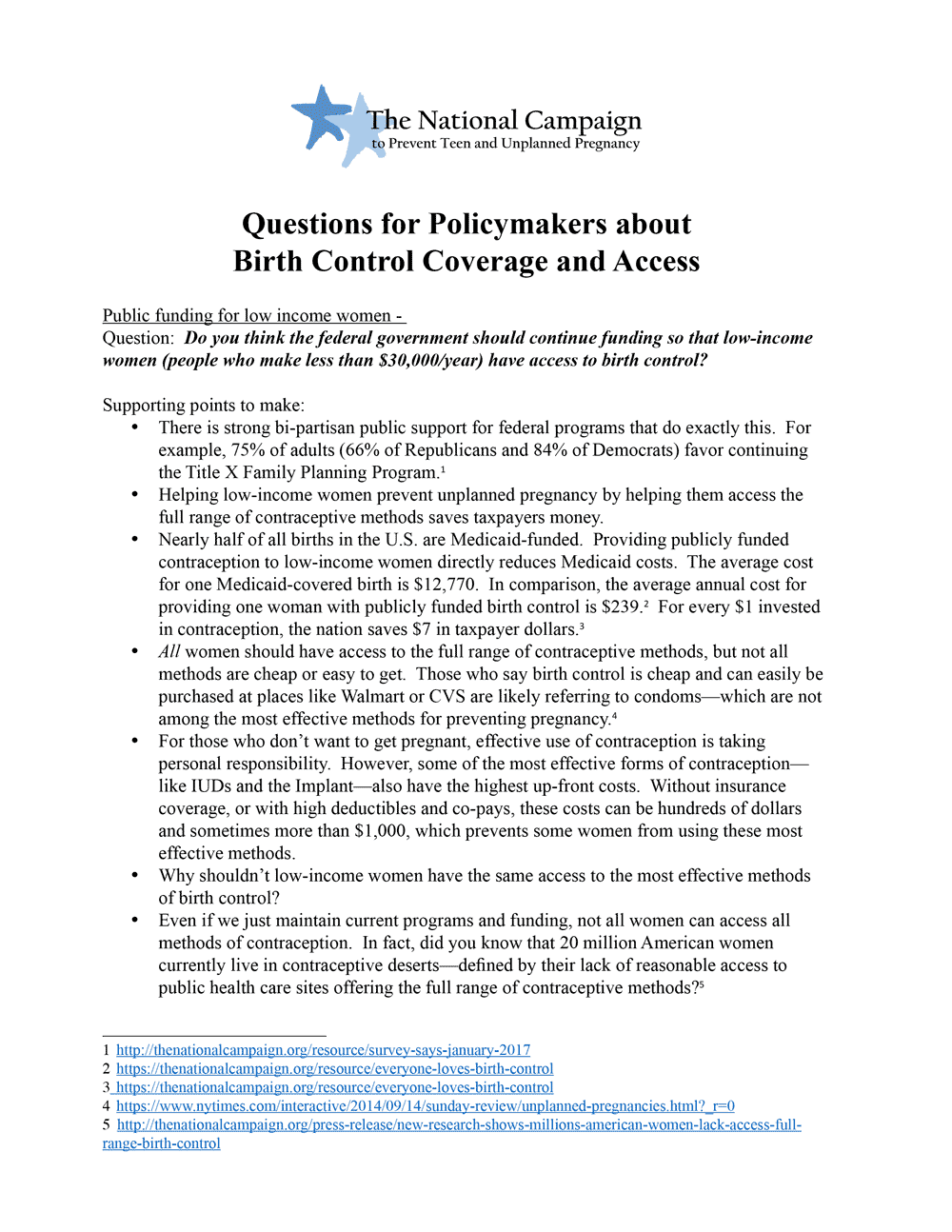 Questions for Policymakers about Birth Control Coverage and Access