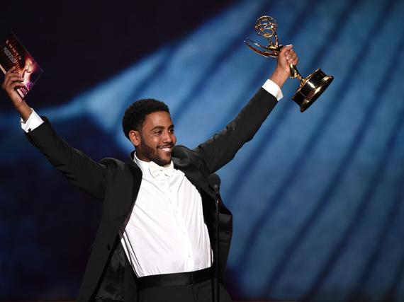 Jharrel Jerome accepts his award at the 71st Emmy Awards.